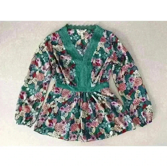 Matilda Jane Sz XS Kookaburra Floral Blouse Green Feminine Pretty Cottagecore - Picture 5 of 16